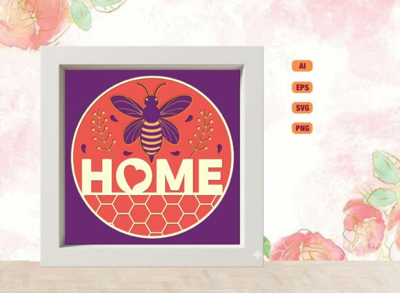 HOME Bee 3D Layered Paper Cut SVG