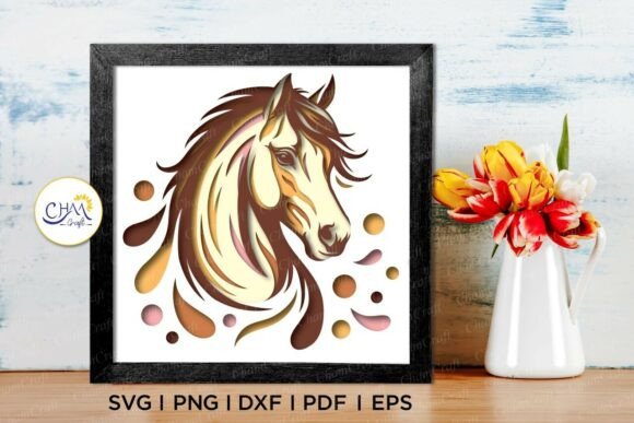 3D Horse Shadow Box SVG