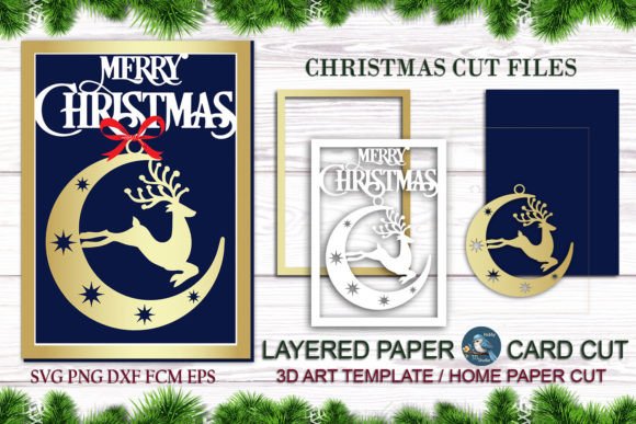 Merry Christmas Paper Cut Card SVG
