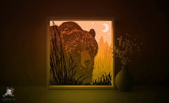Bear Papercut Lightbox SVG Template