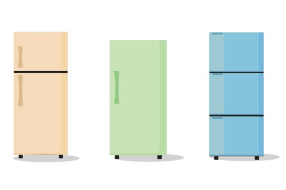 Refrigerator Illustrations Kitchen Set