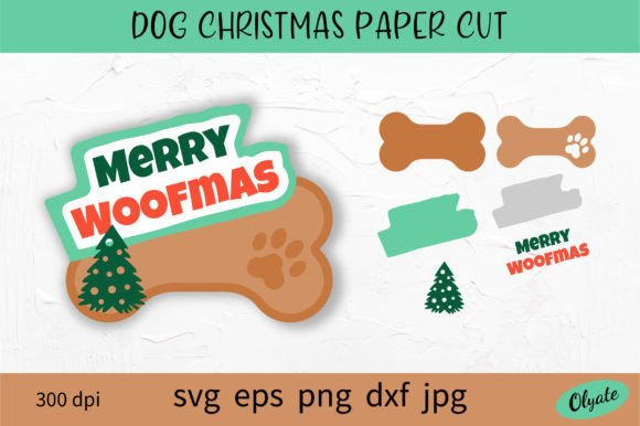 Dog Christmas Paper Cut. Dog Christmas