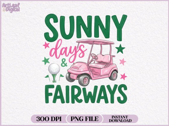 Sunny Days and Fairways Golf Cart PNG