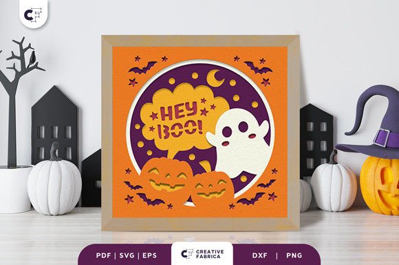 Cute Ghost 3D Light Box Paper Cut