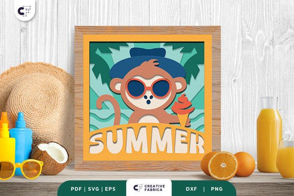 Baby Monkey in the Summer 3D Light Box