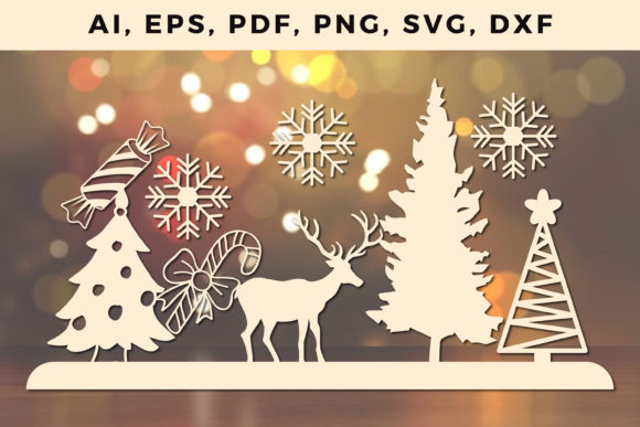 Christmas Paper Cut Template Craft SVG