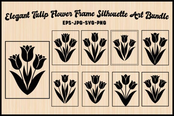 Tulip Flower Frame Silhouette Art