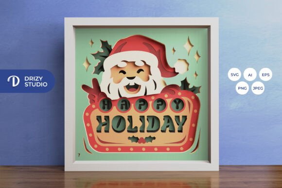 Vintage Santa Claus 3D Layered Paper Cut
