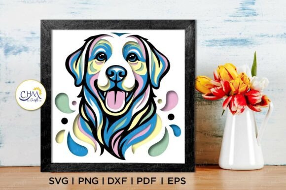 3D Labrador Retriever Shadow Box SVG - Download Now
