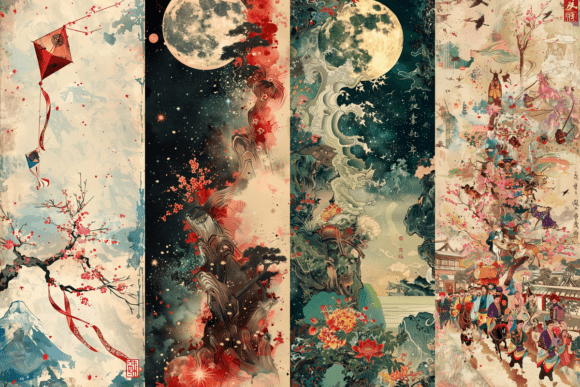 Moonlit East Asian Bookmarks