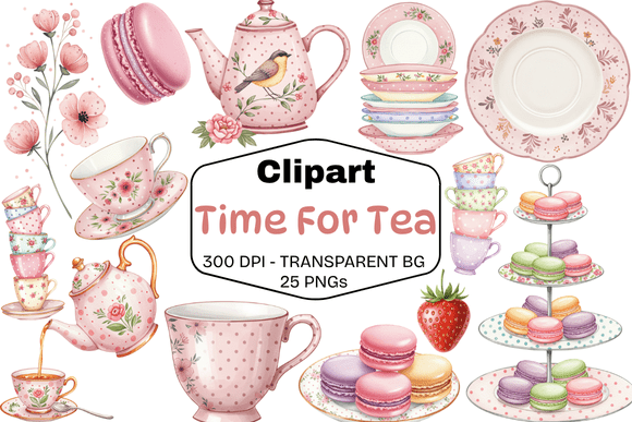 Charming Tea Party Clipart Set
