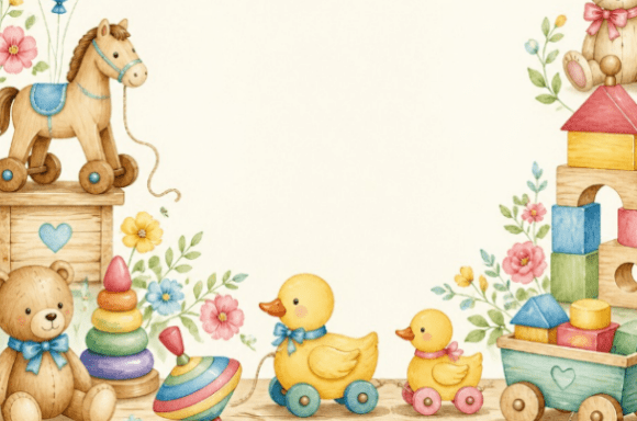 Watercolor Baby Toys Celebration Frame C