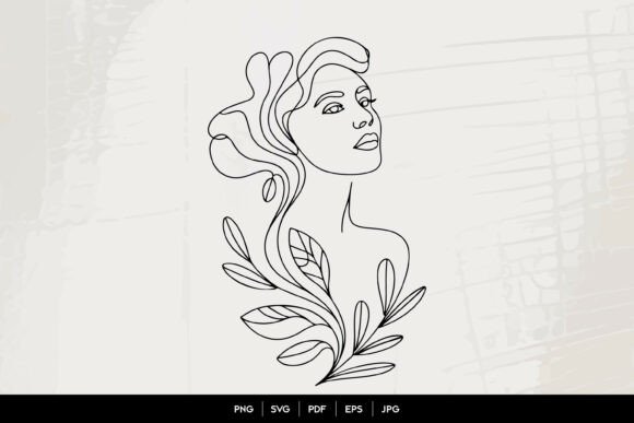 Abstract Woman Leaf Line Art