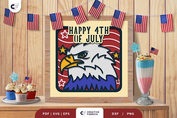 USA Eagle 3D Layered Paper Cut SVG