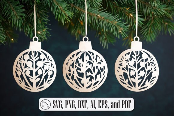 Paper-Cut Christmas Balls SVG Cut File