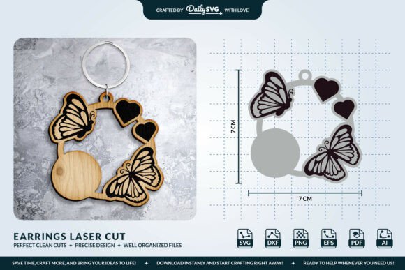 Butterfly Keychain Laser Cut Template