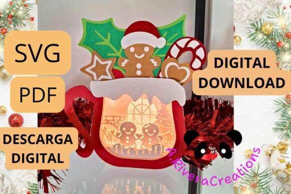 Christmas Cup Shadow Box Layered SVG