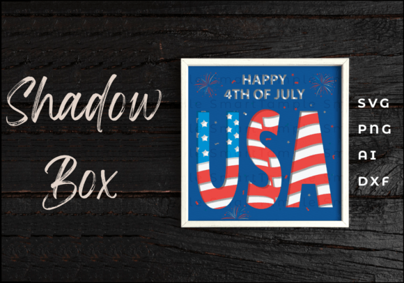4th of July Shadow Box Svg, 3D Usa Svg