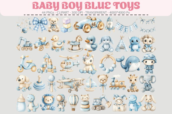 Baby Boy Blue Toys Clipart – 44 PNGs