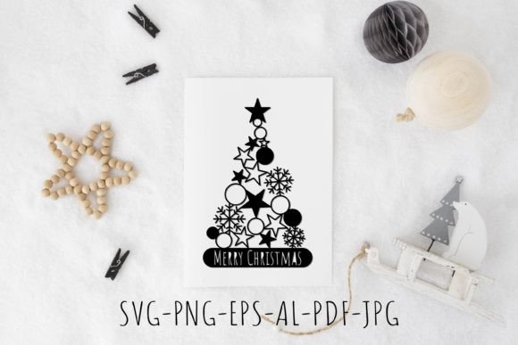 Merry Christmas Paper Cut Template SVG