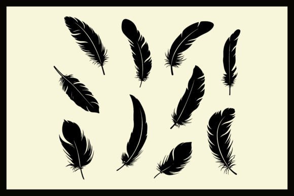 Feather Plume Silhouette Vector Clipart