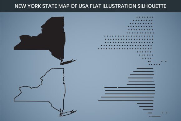New York State Hand Drawn Outline Map US