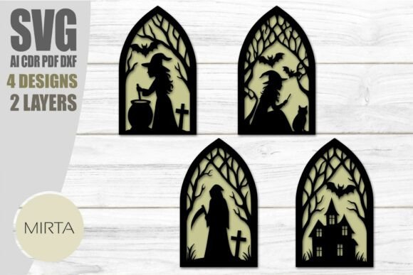 Halloween Window Frames Svg Laser Cut