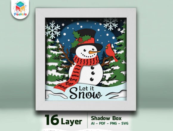 Snowman Shadow Box SVG – Let It Snow