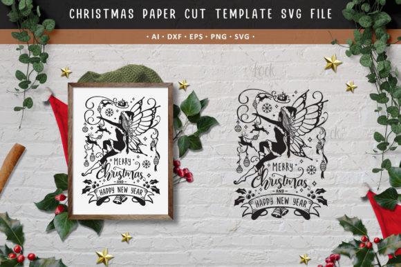 Christmas Paper Cut Template SVG File