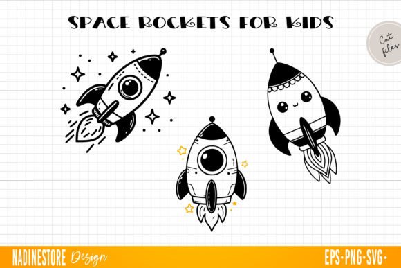 Space Rocket for Kids. SVG, PNG, EPS.