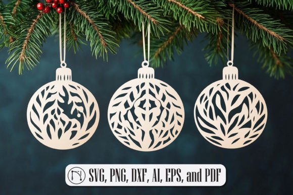 Paper-Cut Christmas Balls SVG Cut File