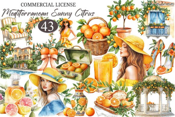 Mediterranean Sunny Citrus Clipart