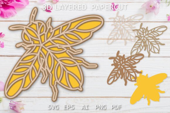 Bee SVG, 3D Layered Paper Cut Design