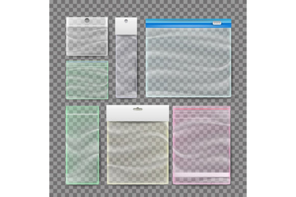 Transparent Plastic Pocket Bags Vector.