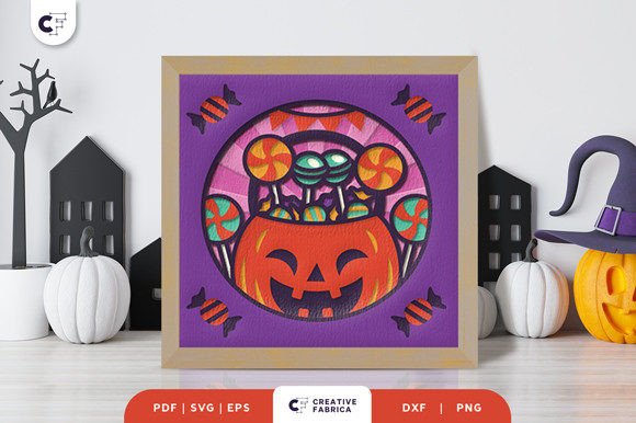 Halloween Candy Bag 3D Paper Cut SVG