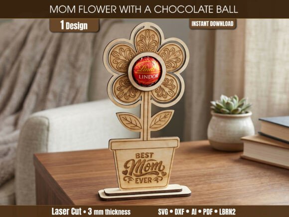 Mothers Day Chocolate Flower Holder SVG