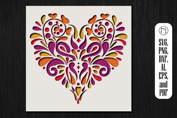 3D Heart Shadow Box SVG Cut File