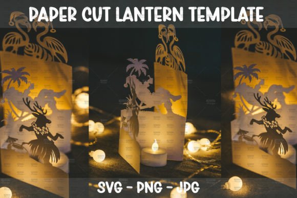 Summer Christmas Paper Cut Lantern SVG