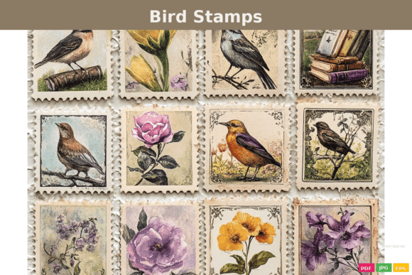 Vintage Bird Postage Stamps