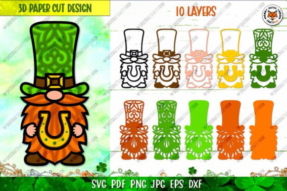 3D Patrick Gnome Paper Cut SVG