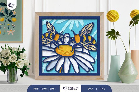Honey Bee 3D Layered Paper Cut SVG