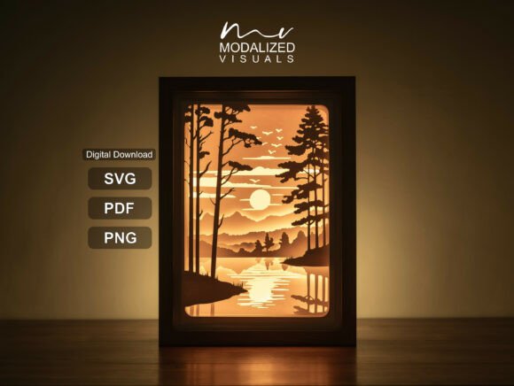 Forest River Mountain Landscape Lightbox