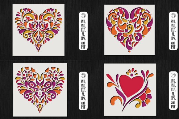 3D Heart Shadow Box SVG Cut File Bundle