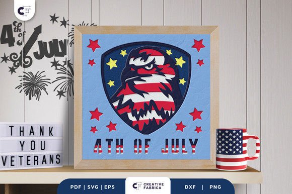 4th of July Shadow Box Paper Cut SVG