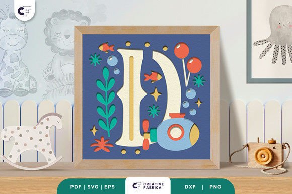 Letters D Baby Boy Alphabet 3D Papercut