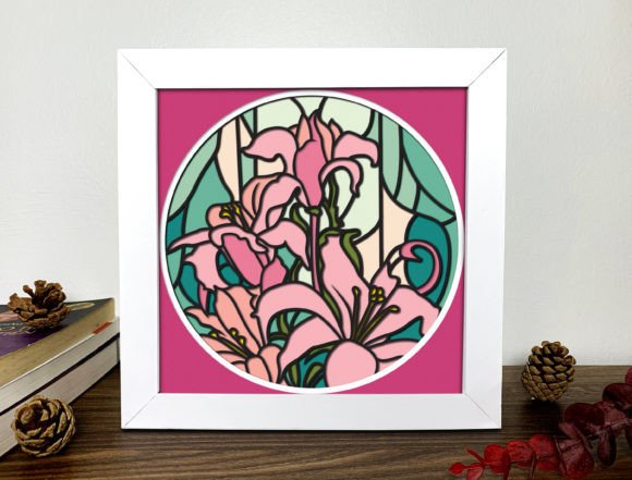 Roses Stained Glass Shadow Box