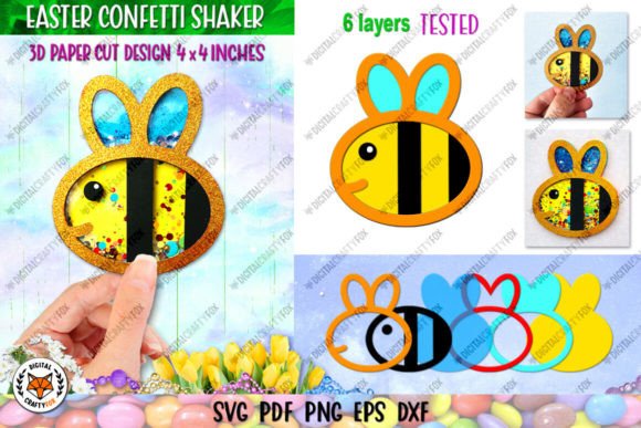 Bee Confetti Shaker SVG, 3D Easter SVG