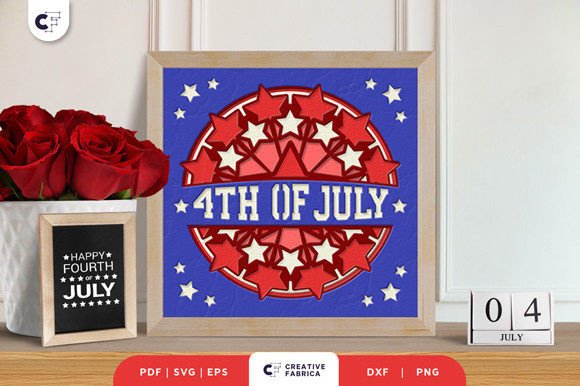 Happy 4th of July Shadow Box Paper Cut