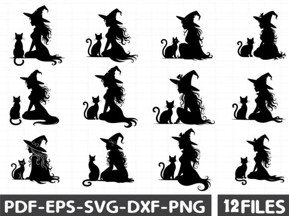 Halloween Black Cat,Witch SVG