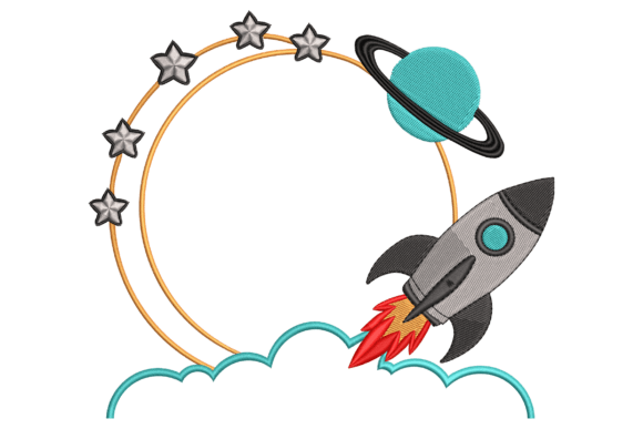 Outer Space Rocket Ship Monogram Frame - Download Now